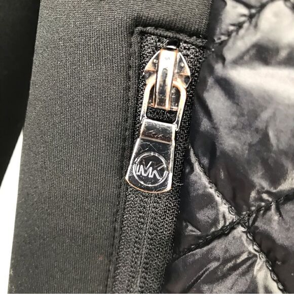 MICHAEL Michael Kors Black Quilted Scuba Side Hooded Zip Up Jacket - Picture 11 of 13